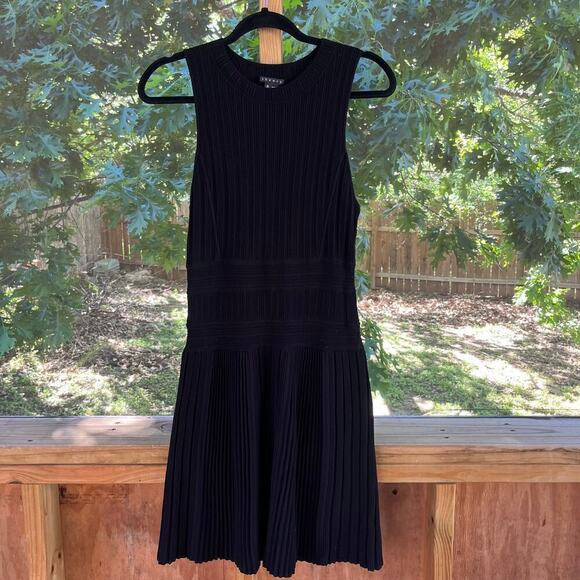 Theory Chloh Enchanted Ribbed Stretch Knit Dress Black Size M - Picture 1 of 10